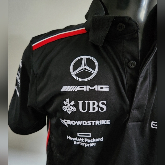 Mercedes AMG Petronas Formula One 2023 Team Black and Red Polo Shirt NWT - Picture 2 of 9